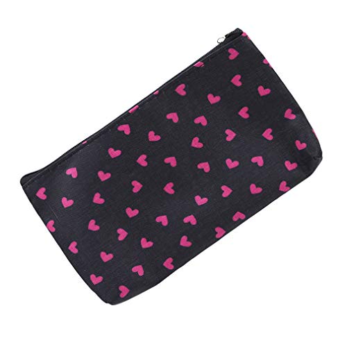 Meoliny Women's Heart Pattern Makeup Bag Small Portable Travel Cosmetic Organizer Clutch Pouch Bag With Zipper Closure,Black #TOP4