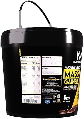 NUTRIMUSCLE Massive Muscle Mass Gainer - 5 Kgs - Choco Treat flavour - For Muscle, Mass and Strength Gain - Contains Creatine, Complex Carbohydrates and Protein, Powder