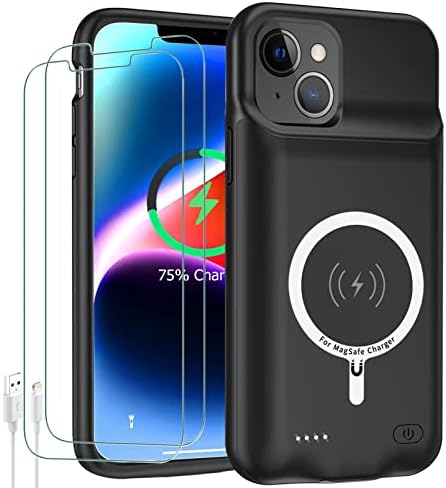 JBUBN Battery Case for iPhonesble Portable Extended Charger Case Wireless Charging Compatible WIS Black