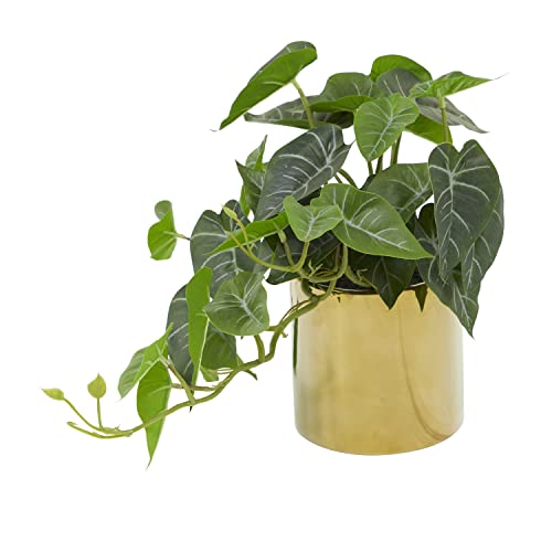Deco 79 The Novogratz Faux Foliage Pothos Artificial Plant With Realistic Leaves And Gold Porcelain Pot, 14" X 14" X 12", Green #TOP5