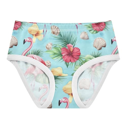 Wusikd Pink Flamingo Girls' Underwear Cotton Tropical Palm Leaves Girls Briefs Soft Toddler Underwear 2T