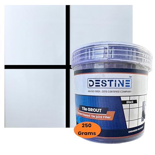 Image of DESTINE READY-TO-MIX inchTILE GROUT inch (16 COLOURS) (ALL PACKS: 100 Gm,250 Gm,400 Gm,800 Gm,1 Kg), Waterproof, Crack Filler, Cement Based Tile Gap Filler (250 Gm, Black)