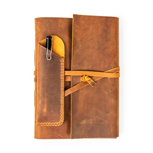 Journal en cuir marron chameau carnet kraft fait main pour écriture