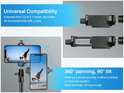 Elitehood 81\" Tall Flexible Tripod Stand for iPhone with 17in Adjustable Gooseneck with Remote Compatible with iPhone 13 Pro Max / 13 Pro / 12 Pro Max, Android Phone - Thumbnail 5