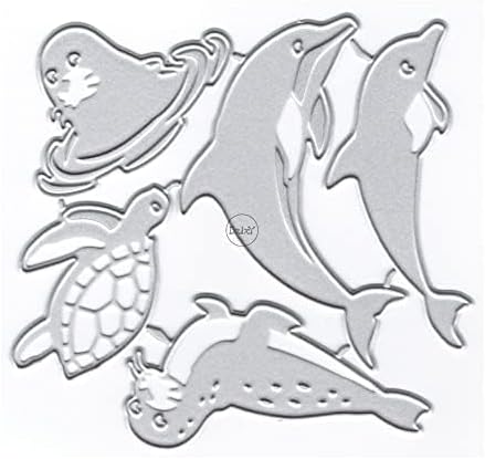 DzIxY Preciosos troqueles de corte de metal de tortuga delfín para hacer tarjetas, juegos de troqueles de papel para grabar, álbum, plantillas para