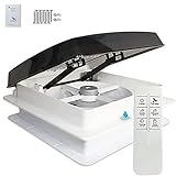 Automatic RV Vent fan with Rain Sensor, Level Permanent RV Roof Vent with Reversible airflow, 12 Volt 4 Speeds Intake & Exhaust RV Ventilation Fan with Dome Smoke Vent Cover Lid (14' x 14')