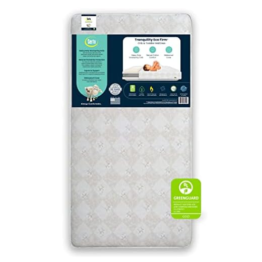 Delta Children Serta Tranquility Eco Firm 2-Stage 6" Premium Baby Crib Mattress & Toddler Mattress - Waterproof - GREENGUARD Gold Certified - 50 Year Warranty - Made in USA, 27.5x52x6 Inch, White (Pack of 1)