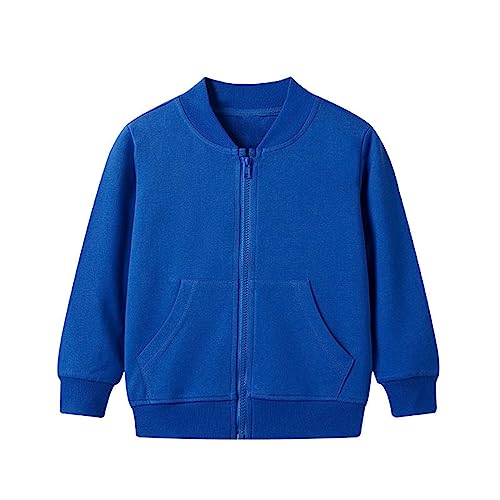 Kids Cotton Zip up Coats Long Sleeve Knit Soft Jackets Outwear Boys Girls Plain Warm Fall Casual Jackets with Pockets