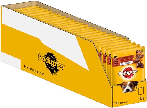 PEDIGREE Hundenassfutter Vital Protection Portionsbeutel mit Rind- und Lebermischung in Gelee, 24 x 100g