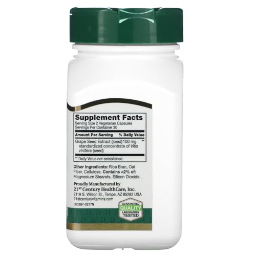 21st Century Grape Seed Extract Veg Capsules, 60 Count (21378) - Thumbnail 2