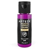 Arteza Acrylic Pouring Paint, 2oz (60 ml), Neon Purple High Flow Acrylic Paint, No Mixing Needed,...