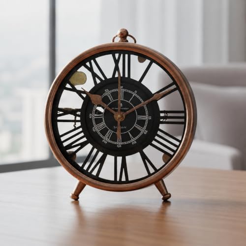 Image of VOGUISH Table Clock for Living Room Stylish| Vintage Table Clock for Home | Roman Alarm Clock for Office Desk