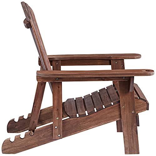 Teal Island Designs Kava Dark Brown Wood Outdoor Adirondack Chair With Wine Holder Set Of 2 #TOP6