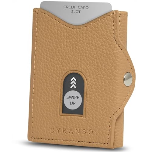 DYKANBO Leren herenportemonnee - RFID-blokkerende creditcardhouder - Trifold kaarthouder, Kameel., 90x70x18mm, Modern