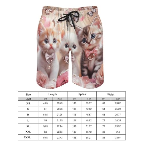 Cute Cat Kitty Men's Swim Trunks Quick Dry Board Shorts Hawaiian Beach Shorts With Pocket2