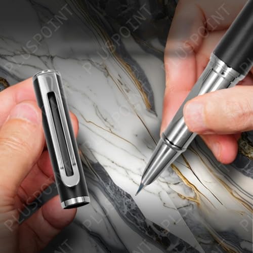 Image of PLUSPOINT Stainless Steel Fountain Pen Stunning Luxury Pen with Metalic Black Finish, Iridium Nib, Pen Gift for Men & Women, Professional, Executive Office, Nice Designer Pens for kids
