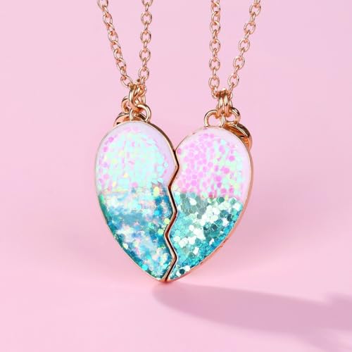 DOYYCA Best Friend Necklace Gifts Friendship Necklace Magnetic Matching Heart Unicorn Dolphin BFF Necklace for 2 Girls4