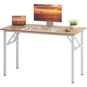 sogesfurniture Schreibtisch Klapptisch 100x60cm Computertisch Büromöbel PC Tisch, Stabil Bürotisch Konferenztisch Klappbar für Zuhause, Büro, Picknick, Garten, Helle Eiche & Weiß