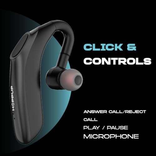 Image of HOPPUP Rush Mono Bluetooth in Ear Earphone with 55 Hours Hands Free Calling, 180 Left Right Rotation, Bluetooth 5.0 Technology, Built in Mic (Black)
