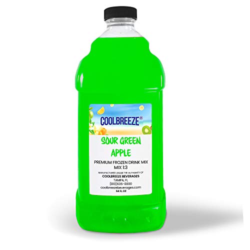 Coolbreeze Sour Green Apple Frozen Drink Machine Mix - Ready to Use Frozen Slushie Flavor Syrup - 1/2 Gallon Bottle