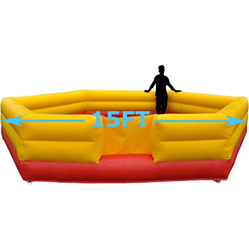 Inflatable Gaga Ball Pit with Blower - Portable and Easy to Set Up - Leaper Inflatable Ball Court for Family Indoor School Activity Dodgeball (Yellow, 15FT 4.6m)