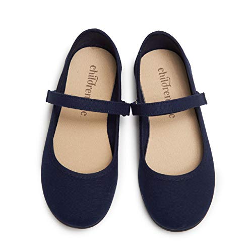 Childrenchic Mary Jane Flats With Hook And Loop Straps – Girls' Shoes For School, Weddings And Casual Wear (Canvas - Navy Blue, 27 M Eu, 10-10.5 M Us Toddler) #TOP15