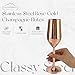 Jagged Ridge Wine Rooms Stainless Steel Champagne Flutes (Handwash Only) - Steel Champagne Glass for Parties, Picnics & Special Occasions - Crafted for All Wine Enthusiasts - Set of 4 (Rose Gold)
