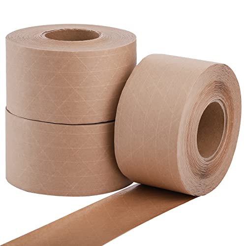 Black Friday Clearance Fasmov 3 Pack Kraft Paper Tape, 2.4 Inches, 441 Ft Brown Kraft Gum Tape Provides Heavy Duty Adhesive for Packaging and Shipping