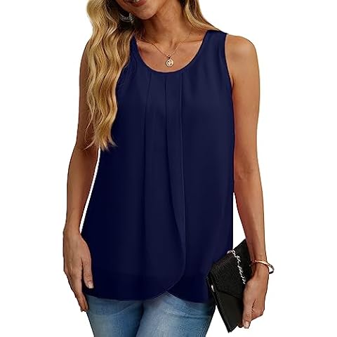 IWOLLENCE Women's Flowy Chiffon Tank Tops Cover