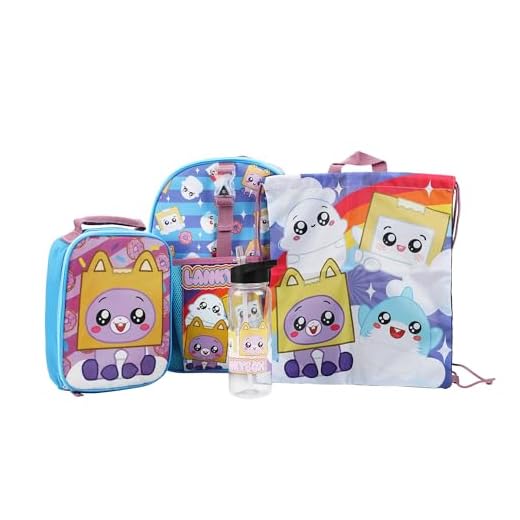 Conjunto de 3 peças de mochila e lancheira infantil LankyBox com garrafa de água