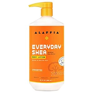 Alaffia EveryDay Shea Body Lotion – Normal to Very Dry Skin, Moisturizing Support for Hydrated, Soft, and Supple Skin with Shea Butter and Lemongrass, Fair Trade, Unscented, 32 Fl Oz