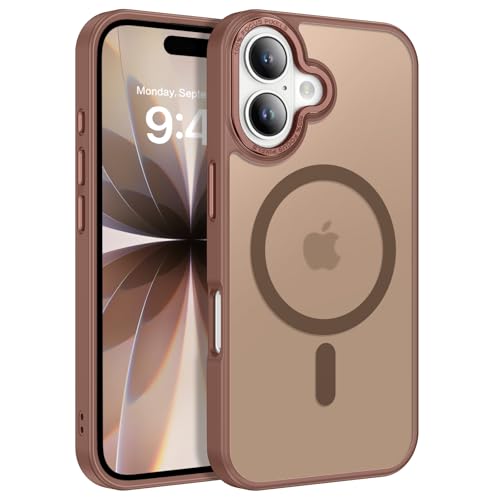Image of YINLAI for iPhone 17 Case 6.3-inch,Magnetic Compatible with MagSafe, Slim Matte Anti-Fingerprint, Shockproof Full Body Military Grade Protection for iPhone 17 Cover, Brown