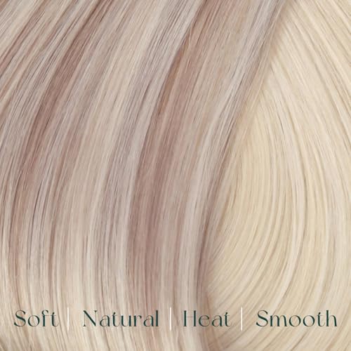 Image of Easyouth 14 Inch Clip in Hair Extensions Real Human Ash Blonde Fading to Light Mix Platinum Remy Short Double Weft 70g /5pcs, 2.4692 Ounce
