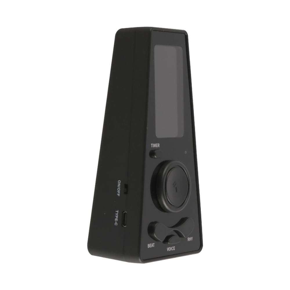 Metronomo Digitale con Controllo del Volume, manopola del Tempo e Timer, metronomo elettronico con battiti vocali per Pianoforte, Violino, Chitarra, Ukulele e Batteria (Nero)