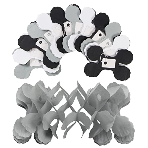 Image of Black White-Silver Party-Decorations Streamers Garland - 157Ft Graduation Four-Leaf Clover Hanging Banner,Men Boys Birthday Engagement Wedding Baby Bridal Shower New Years Supplies Decor Hugtmr