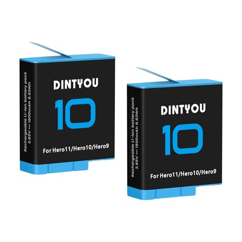 DINTYOU 2-Pack GoPro Hero 9/10 Enduro Batteries 1800mAh