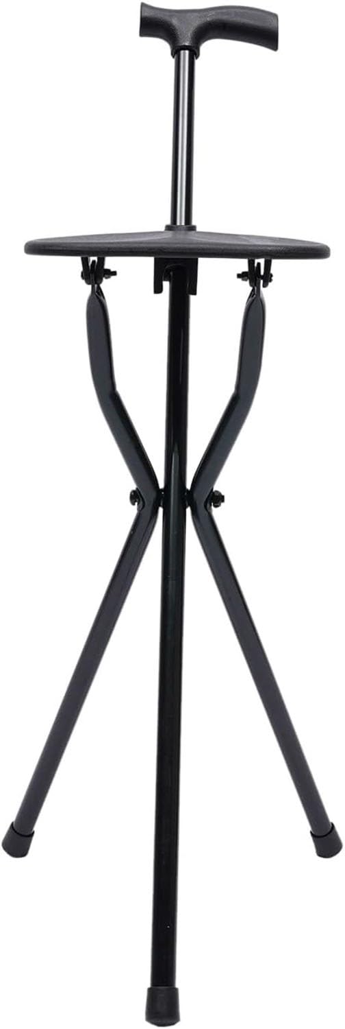 Combo De Silla De Bastón Bastón con Silla para Caminar, Taburete Silla Bastón Plegable Bastón Trípode para Caminar Bastón Ortopédico Mango Ergonómico para Ancianos Y Discapacitados