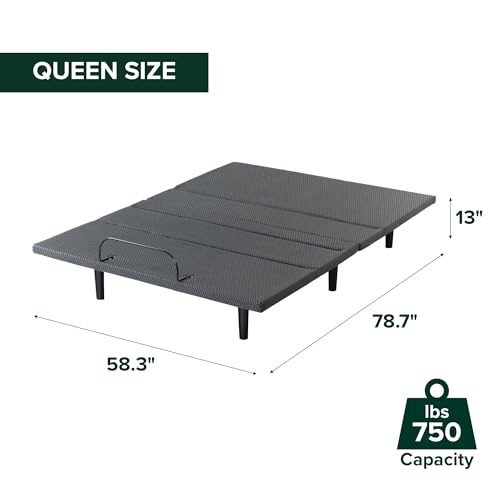 Image of Zinus Nadia Adjustable Bed Frame, Electric Reclining Platform Bed Base, 5-Function Wireless Remote, Independent Head and Foot Incline, Easy, Tool-Free Assembly, Queen