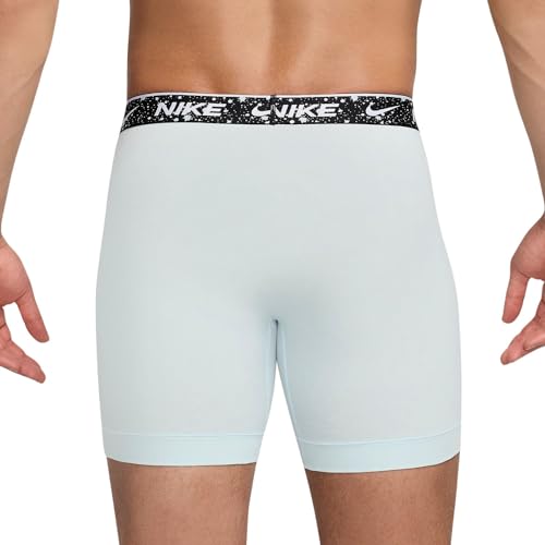 Nike Men's Dri-Fit Essential Cotton Stretch Boxer Brief, 3pk, Glacier Blue/Dusty Cactus/Viotech, M3