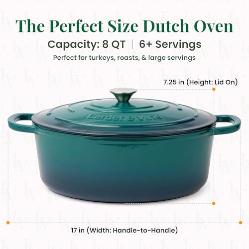 Larder & Vine Enameled Cast Iron 8 qt Dutch Oven Pot with Lid | Bread Baking | Compatible on All Cooktops & Oven Safe to - Additional View