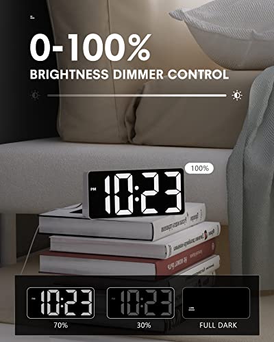 Digital Alarm Clock For Bedroom,Large Display Big Bold Numbers,0-100% Dimmer&Volume,Charging Station,Snooze,Night Light,12H/24H Dst,Loud Small Table Desk Digital Clock For Living Room Decor,Teenager #TOP2