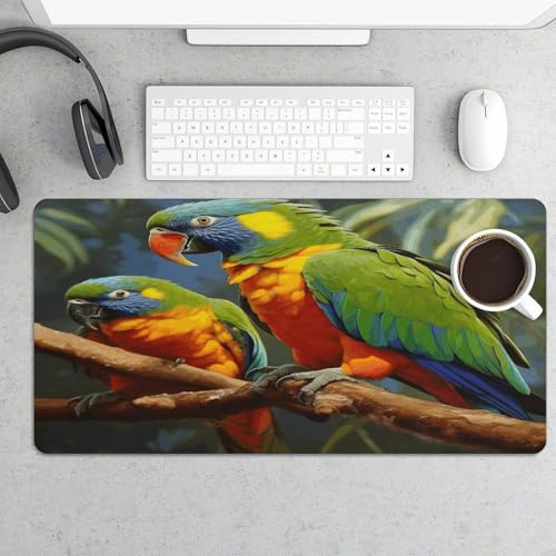 Alfombrilla para mouse grande con pintura de loro y base de goma miniatura 5