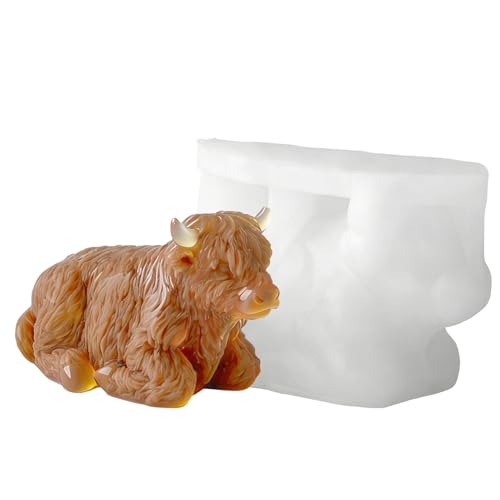 Molde para cubitos de hielo de v-aca de las tierras altas, linda bandeja de cubitos de hielo de silicona de v-aca de las tierras al-tas en 3D, molde para velas de vacas de l-as tier-ras altas
