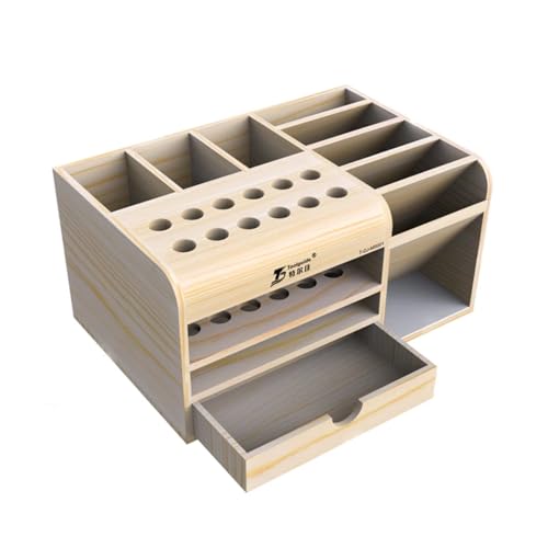 HZY Wooden Tool Box with 20 Compartments for DIY and Repair