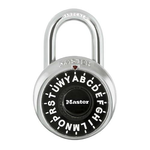 Master Lock 48mm Letter Combination Padlock - Keyless Word Combination Locker Lock with 7mm Hardened Steel Shackle (19mm Length) - Metal Body Padlock for Gym Locker, School Locker or Storage
