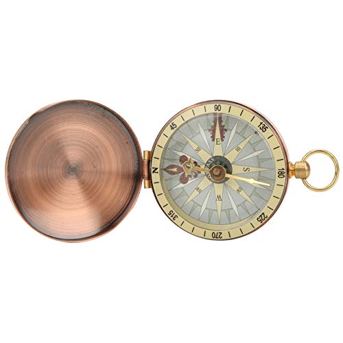 Camping Survival Compass Portable Vintage Retro Metal Copper Flip Cover Compass for Hiking Boating (compass)