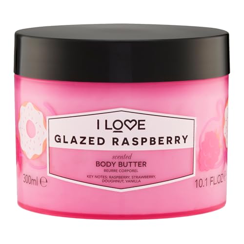I Love Glazed Raspberry Scented Body Butter, Packed With Shea Butter & Coconut Oil to Regenerate & Nourish the Skin, 85% Naturally Derived Ingredients,...