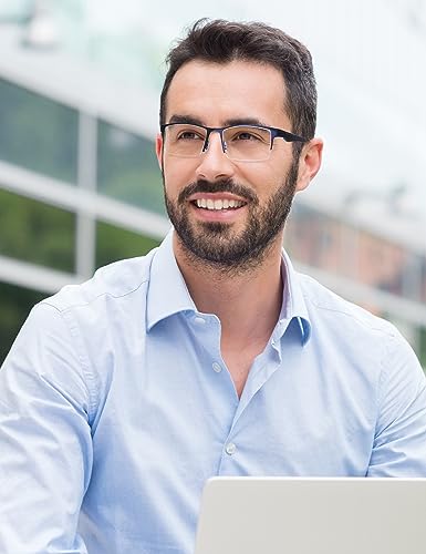 Image of ZanyLen Blue Light Glasses for Men Semi Rimless Rectangular Computer Glasses