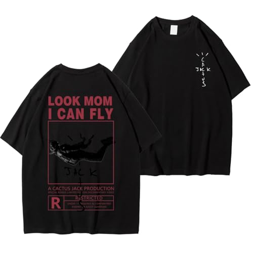 DPMTBD Camisetas Gráfica Hombres Manga Corta Travis Camiseta Hip Hop Scott Casual Verano Cuello Redondo Tops-Black||s