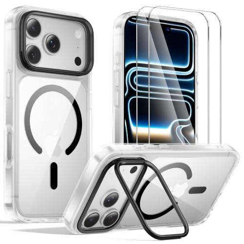 Tigowos iPhone 18 Pro�p�P�[�X �����Y�X�^���h�t���A�X�N���[���v���e�N�^�[�A�N���A�u���b�N | �X�N���[���v���e�N�^�[*2�A�~���^���[�O���[�h�̗����ی�AMagSafe�Ή��A���͂Ȏ��C�A�X�����ȉ��ϖh�~&�ϏՌ���